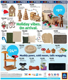 Aldi weekly ad week 41 Page 2: Kirkton House Cable Knit Pillow €12,99, Serra ladies' crochet button cardigan €14,99