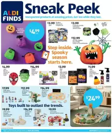 Aldi weekly ad week 41 Page 1: Bendon Halloween Imagine Ink €3,99, Little Town Wooden Infant Assortment €12,99