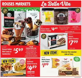 Rouses weekly ad Page 2: Rouses Markets Italian Tiramisu €7,99, Rouses Italian Mini Cones or Sandwiches €5,49