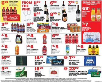 Sedano's weekly ad week 40 Page 8: Coca-Cola soda €6,99, Tres Rios imported wine €3,99