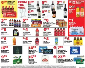 Sedano's weekly ad week 40 Page 8: Coca-Cola soda €6,99, Tres Rios imported wine €3,99