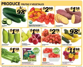 Fresco y Más weekly ad week 40 Page 2: Organic Mini Sweet Peppers or Organic Grape Tomatoes €2,98, Red Globe Grapes €2,78