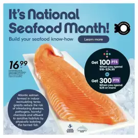 Sobeys flyer week 40 Page 18: Sustainable Blue Atlantic Salmon Fillets €16,99