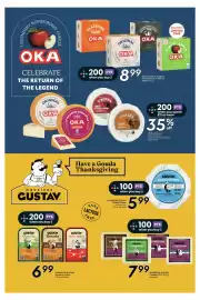 Sobeys flyer week 40 Page 25: Oka classic, original mushrooms & truffle or apple €8,99, Monsieur Gustav Cheddar €7,99