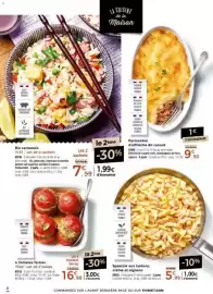 Catalogue Thiriet page 8: 4 Tomates farcies €16,98, Spaetzle aux lardons, crème et oignons €5,99