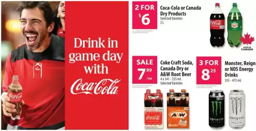 Co-op flyer week 40 Page 10: Monster, Reign or NOS Energy Drinks €8,25, Coke Craft Soda Canada Dry or A&W Root Beer €7,99