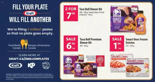 Co-op flyer week 40 Page 12: Taco Bell Premium Dinner Kit €6,99, Smart Ones Frozen Entrées €1,99