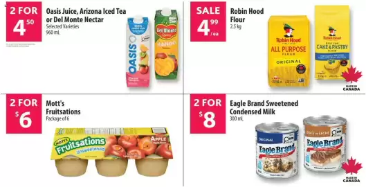 Co-op flyer week 40 Page 15: Robin Hood flour €4,99, Oasis Juice Arizona Iced Tea or Del Monte Nectar €4,50