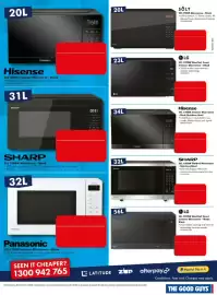 The Good Guys catalogue week 40 Page 14: Hisense 34L 1100W Inverter Microwave, Hisense 20L 800W Compact Microwave - Black