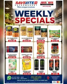 Saverite catalogue Page 2: Rhodes Chick Peas €22,99, KOO Baked Beans €13,99