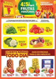 Tabloide Fort Atacadista Página 1: Batata lavada kg €117,50, Cebola kg €6,20