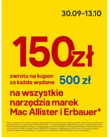 Castorama gazetka Strona 10: 30.09-13.10 150zł zwrotu na kupon za każde wydane 500 zł na wszystkie narzędzia marek Mac