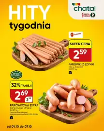 Chata Polska gazetka tydzień 40 Strona 1: Parówki z szynki Sokołów €2,59, Parówkowa Extra Swojski Stragan €2,69