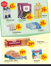 Matöppet reklamblad vecka 41 Sida 2: Galbani Mozzarella €15,00, First Price hundbajspåsar €19,00
