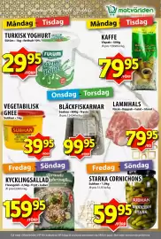 Matvärlden Tensta reklamblad vecka 40 Sida 2: STARKA CORNICHONS €59,95, KYCKLINGSALLAD €159,95