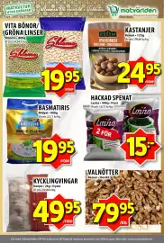 Matvärlden Tensta reklamblad vecka 40 Sida 4: BASMATIRIS €19,95, VITA BÖNOR/ GRÖNA LINSER €19,95