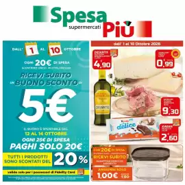 Volantino SpesaPiù Supermercati Pagina 1: Kinder délice €2,60, Barattolo ermetico assortito €1,00