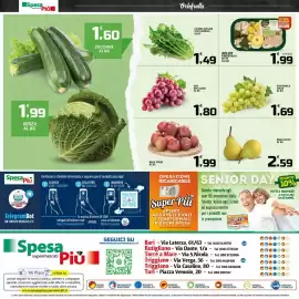 Volantino SpesaPiù Supermercati Pagina 12: Selex funghi misti fette €1,99, Pere coscia €2,59
