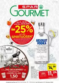 SPAR Gourmet Flugblatt woche 40 Seite 1: Absolut Vodka €11,24