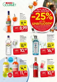 SPAR Gourmet Flugblatt woche 40 Seite 2: Bombay Sapphire London Dry Gin €16,87, Gordon's London Dry Gin €10,49