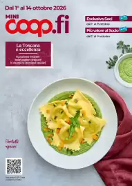 Volantino Unicoop Pagina 1: Dal 1° al 14 ottobre 2026 coop.fi La Toscana è eccellenza Scopriamo insieme nelle pagine