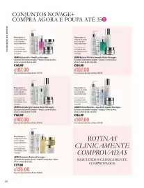 Catálogo Oriflame Página 32: Rotina Blemish + Age Defy Ligeira Novage+ €107,00, Rotina Bright Intense Mista Novage+ €107,00