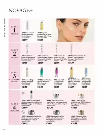 Catálogo Oriflame Página 34: Creme de Olhos Bright Intense Novage+ €29,99, Sérum wrinkle smooth novage+ €41,99