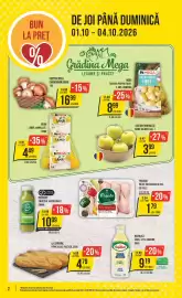 Catalog Mega Image săptămâna 40 Pagină 2: 2 BUN LA PRET % DE JOI PÂNĂ DUMINICĂ 01.10-04.10.2026 Grădina Mega LEGUME ŞI