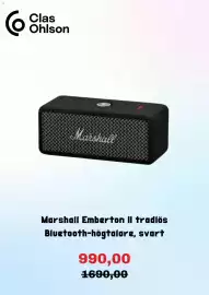 Clas Ohlson reklamblad Sida 4: Marshall Emberton II trådlös Bluetooth-högtalare, svart €990,00