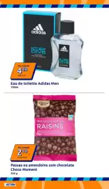 Folheto Action semana 40 Página 2: Eau de toilette Adidas Men €4,49, Passas ou amendoins com chocolate Choco Moment €2,19