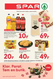 SPAR tilbudsavis uge 40 Side 1: Coca-Cola, Fanta, Tuborg Squash, Sprite, Fuze, Ramlösa eller Schweppes €10,00