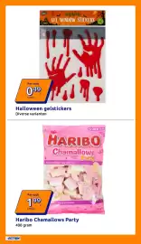 Action folder week 41 Pagina 24: Halloween gelstickers €0,49, Haribo Chamallows Party €1,99