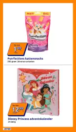 Action folder week 41 Pagina 3: Disney Princess adventskalender €12,99, Purrfections kattensnacks €1,49