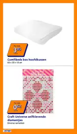 Action folder week 41 Pagina 7: Comfibeds box hoofdkussen €3,95, Craft Universe zelfklevende diamantjes €0,62