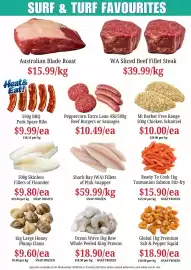 Farmer Jack's catalogue week 40 Page 2: Shark Bay (WA) Fillets of Pink Snapper €59,99, Heat & Eat! Pork Spare Ribs €9,99