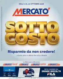 Volantino Mercatò Pagina 1: "Vendite effettuate ai sensi dell'art.1-Comma 1-DPR 6 Aprile 2001 n.218. Offerte valide e pezzi