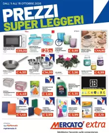 Volantino Mercatò Extra Pagina 1: Candela in vetro €6,99, Bicchieri in vetro Tognana €9,99