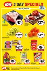 IGA catalogue Page 1: The Country Chef Bakery Co. Bread or Cupcakes €4,50, Amelia Park Lamb Leg Roast Bone In €17,00