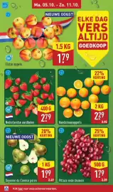 ALDI folder week 41 Pagina 4: Nederlandse aardbeien €2,79, Pitloze rode druiven €1,79