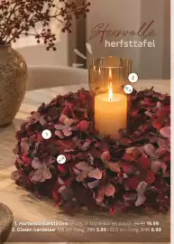 Coppelmans folder Pagina 8: 1 Steervolle herfsttafel A 2 1. Hortensia kunstkrans 45 cm, in bordeaux en blauw. 24.99 19.99 2