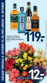 REMA 1000 tilbudsavis uge 41 Side 28: Tullamore, Bombay Sapphire gin, Fernet Branca eller Jack Daniel's €119,00, Roser €12,00