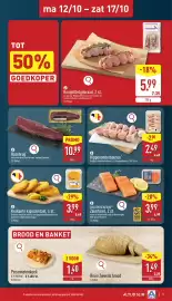 ALDI folder week 42 Pagina 5: Bruin Zweeds brood €1,49, Golden Seafood Zalmforel €3,99