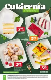 Stokrotka gazetka tydzień 40 Strona 11: Ptysie z bitą śmietaną i malinami Cukiernia Staropolska €2,99, Ciasto owkowe €3,99