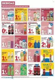Folheto E.Leclerc semana 40 Página 24: Água com gás sabor ananás pedras €1,58, Lipton Kombucha Framboesa €1,48