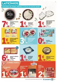 Folheto E.Leclerc semana 40 Página 7: Queijo flamengo de pastagem ralado terra nostra €1,69, Palitos a vaca que ri €0,69