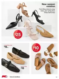 Kmart catalogue Page 16: Woven Mary Jane €15,00, New-season rotation €25,00