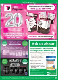 Terry White catalogue Page 3: Isowhey women's health €17,99, Tony Ferguson Shakes and Protein Bars €2,60