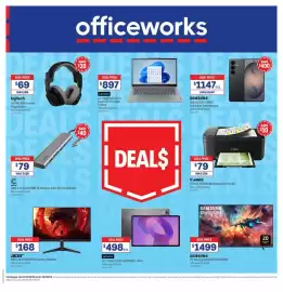 Officeworks catalogue Page 1: Samsung 75" 4K Crystal UHD TV U8000H €1.499,00, Lenovo 12.7" Idea Tab Pro 8/256GB + Pen €498,00