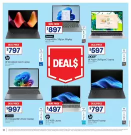 Officeworks catalogue Page 10: Hp 15.6" Ryzen 7 Laptop €797,00, Lenovo 15.3" Ideapad Slim 3 Core 5 Laptop €997,00