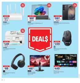 Officeworks catalogue Page 2: Acer 16" Aspire Ryzen AI 5 16GB/1TB CoPilot+ PC €997,00, D-Link C36 Wi-Fi 7 Router €177,00